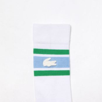 Lacoste LIVE Striped Stretch-Cotton Socks - Ponožky Dámské Bílé / Blankyt / Zelene | CZ-7C9tKh